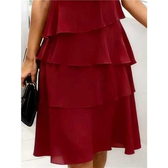 Full Size Ruffled Layered Petal Sleeve Dress Plus Size - Picture 3 of 12